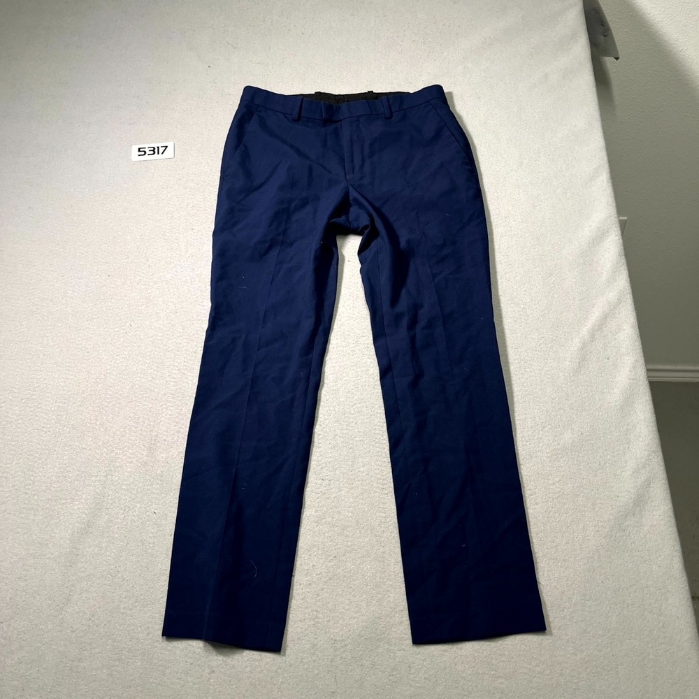 Perry Ellis Dress Pants Men 30x30 Navy Blue Very Slim Fit Career Formal Business